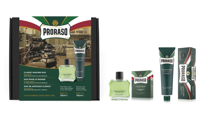 Proraso Duo Pack Shaving Gift Set Refreshing, Shaving Cream Tube & Aftershave Lotion